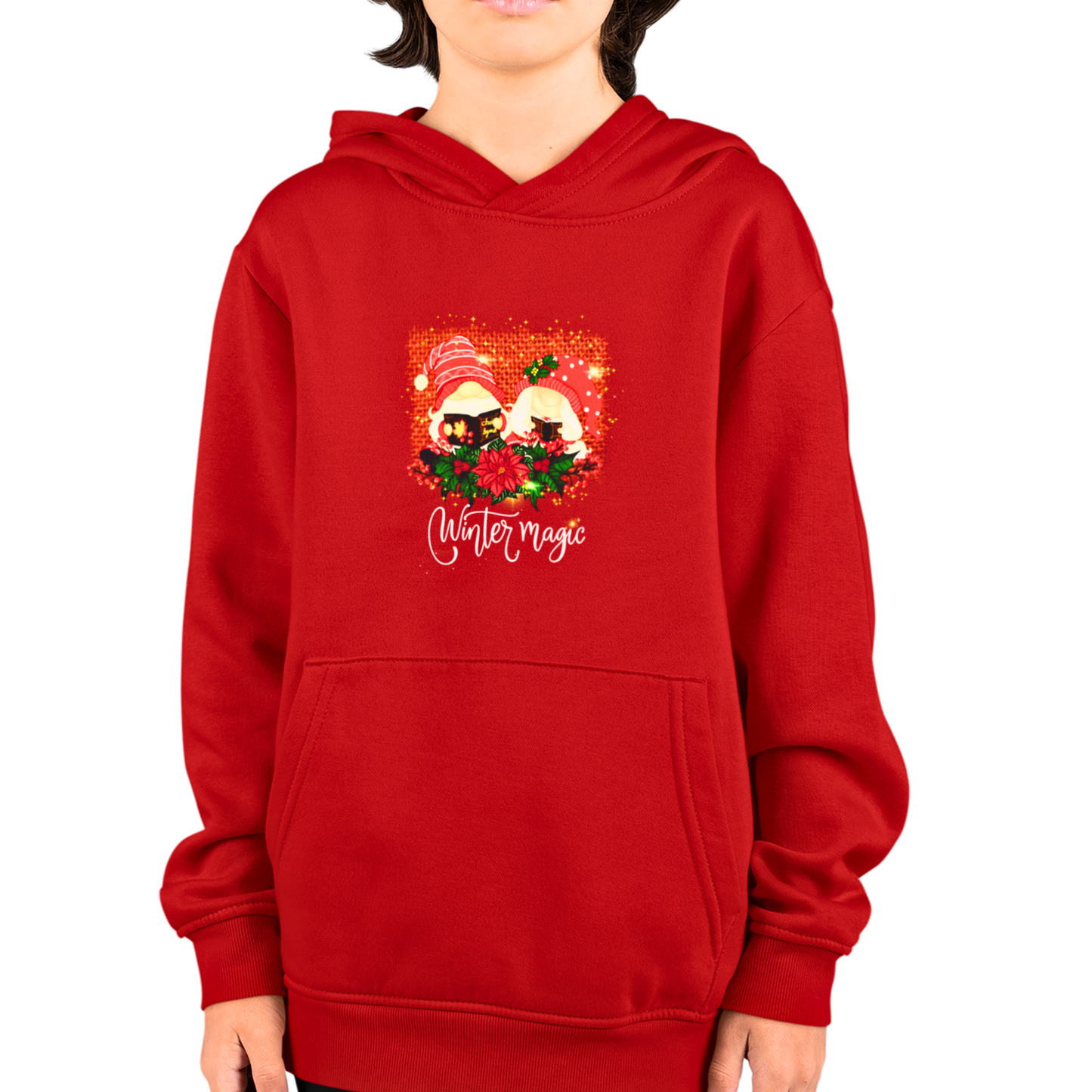 Gnome reading book - Red Unisex Kids Hoodies