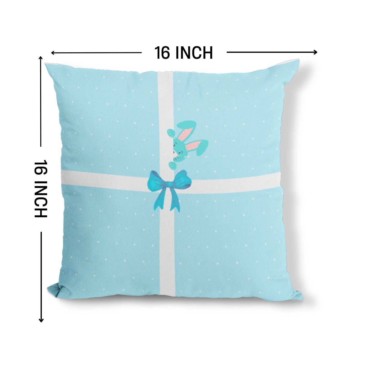 Elly Prints Easter Cushion Cover Set of 2 – 16x16 Inch Easter Bunny Baby Blue Printed Throw Pillow Covers for Sofa, Living Room & Home Décor
