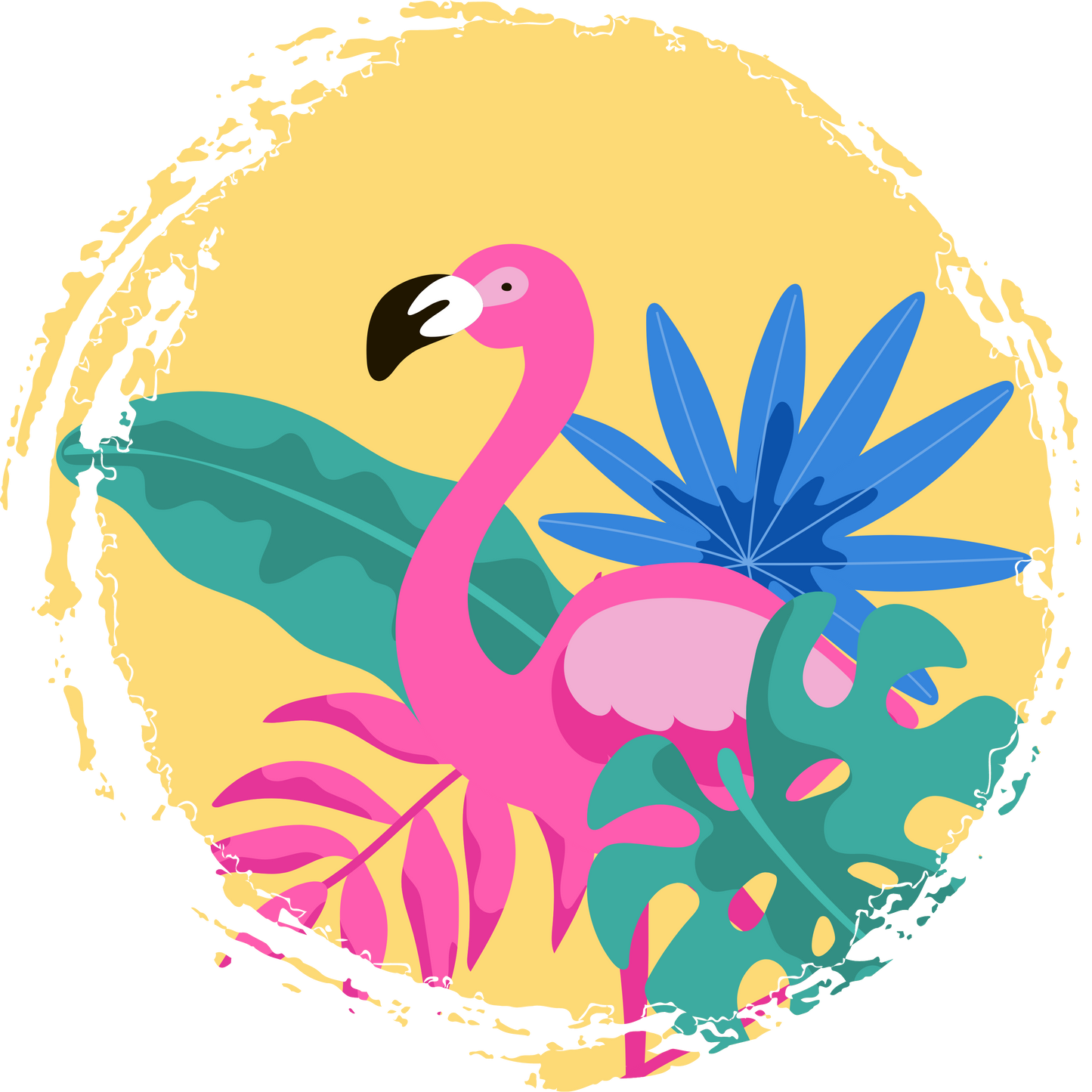 Flamingo Girl Round Neck Half Sleeve