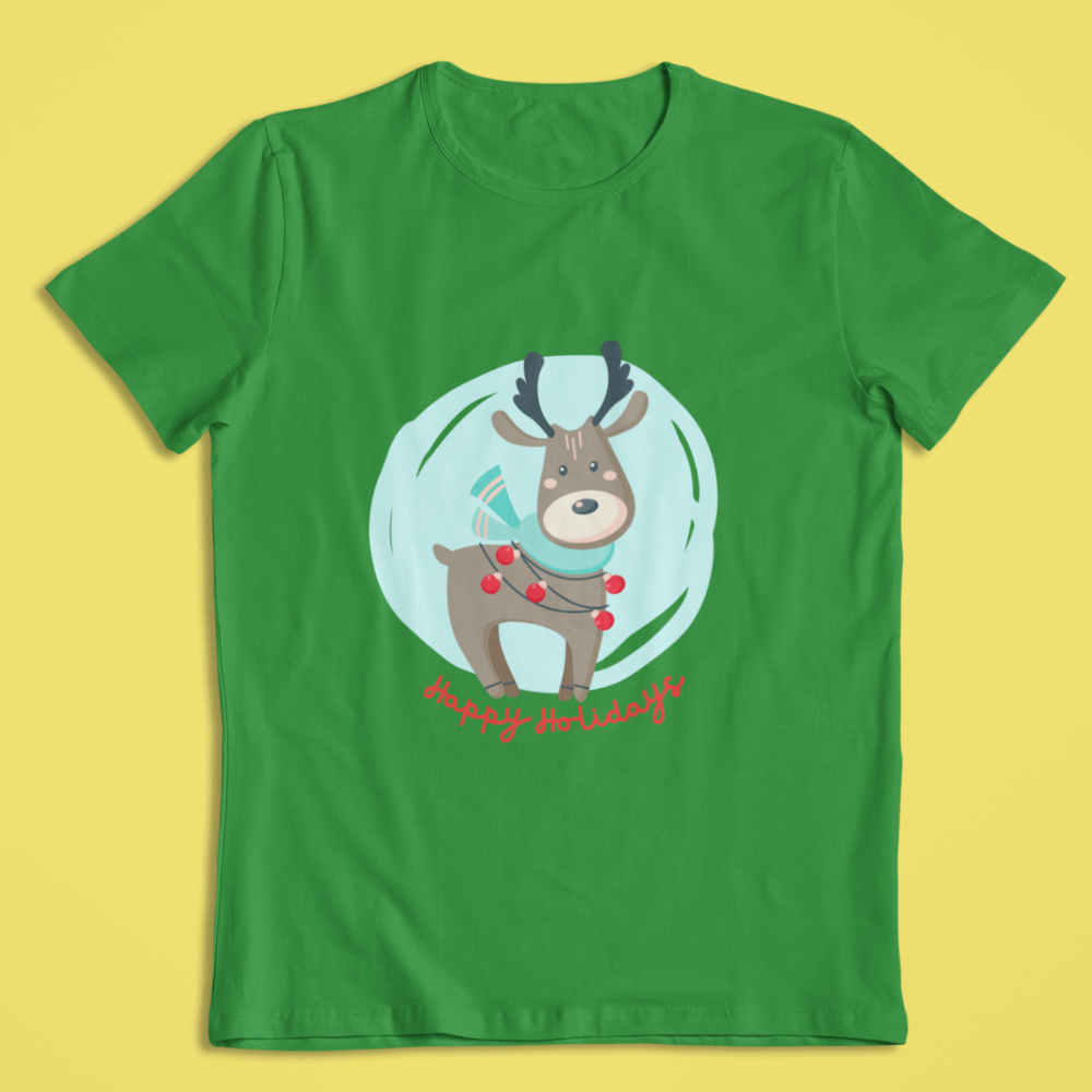 Happy Holidays Unisex Kids Round Neck Half Sleeve