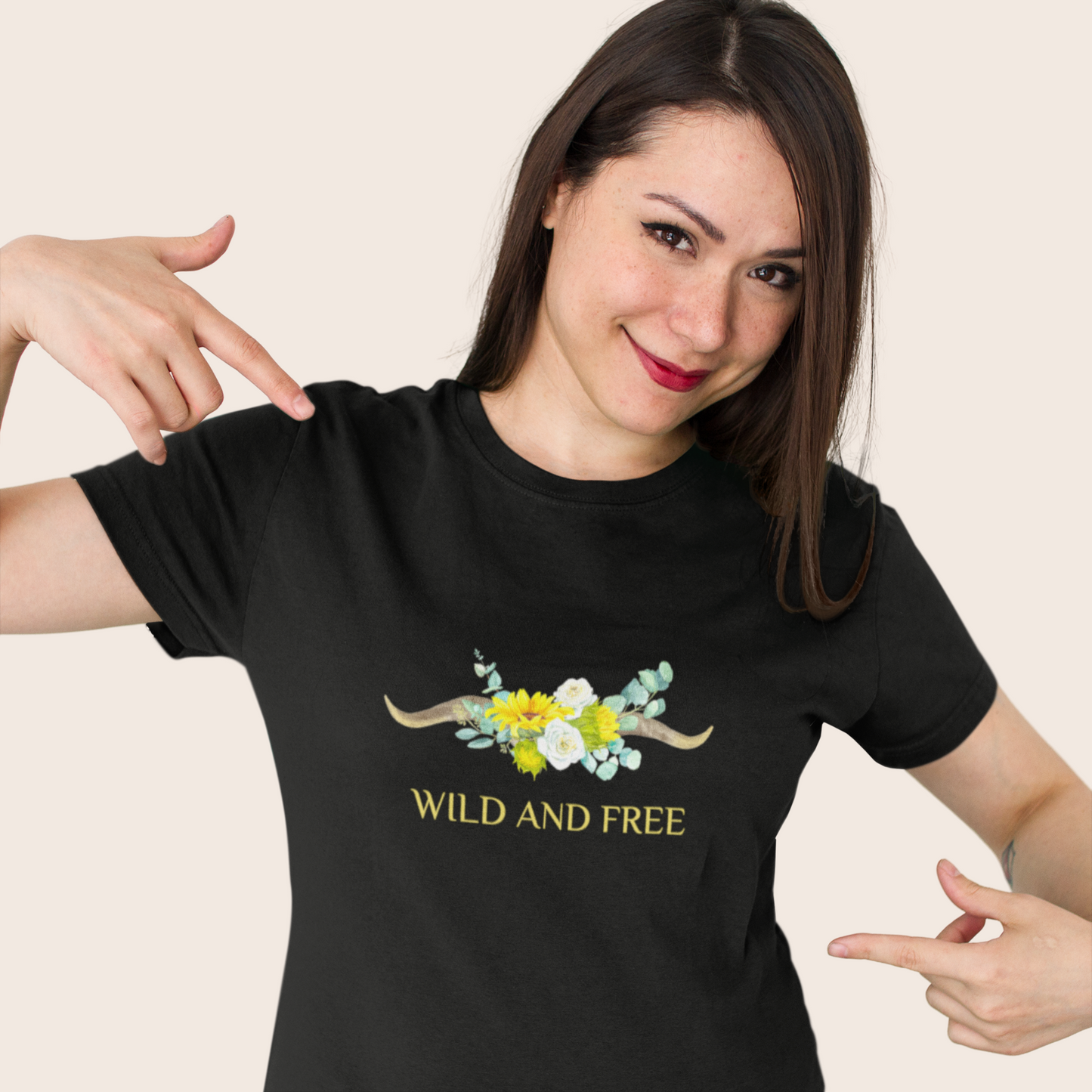 Wild and Free Boho Theme Women Half Sleeve T-shirt