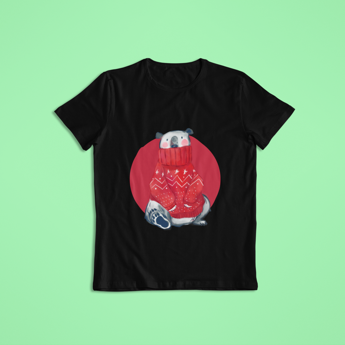 Panda in Sweater Unisex kids Round Neck Half Sleeve