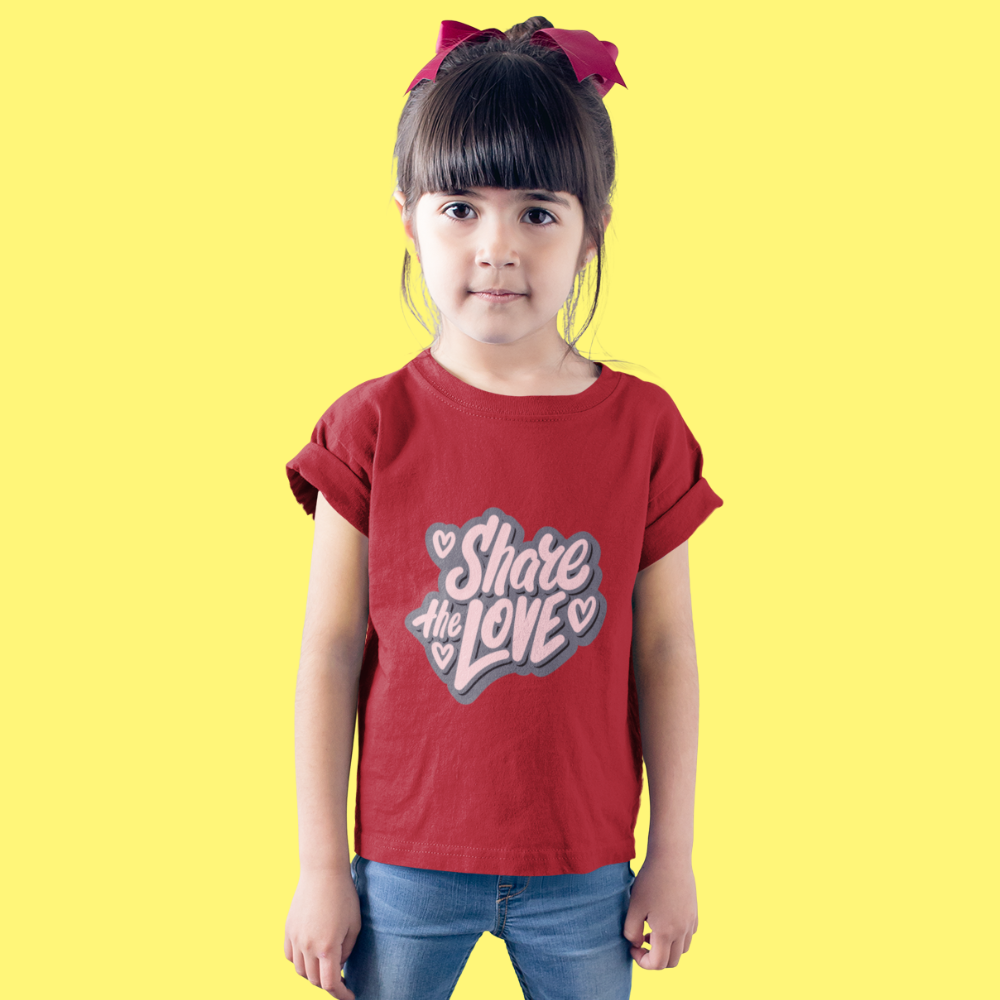 Share the love Girl Round Neck Half Sleeve