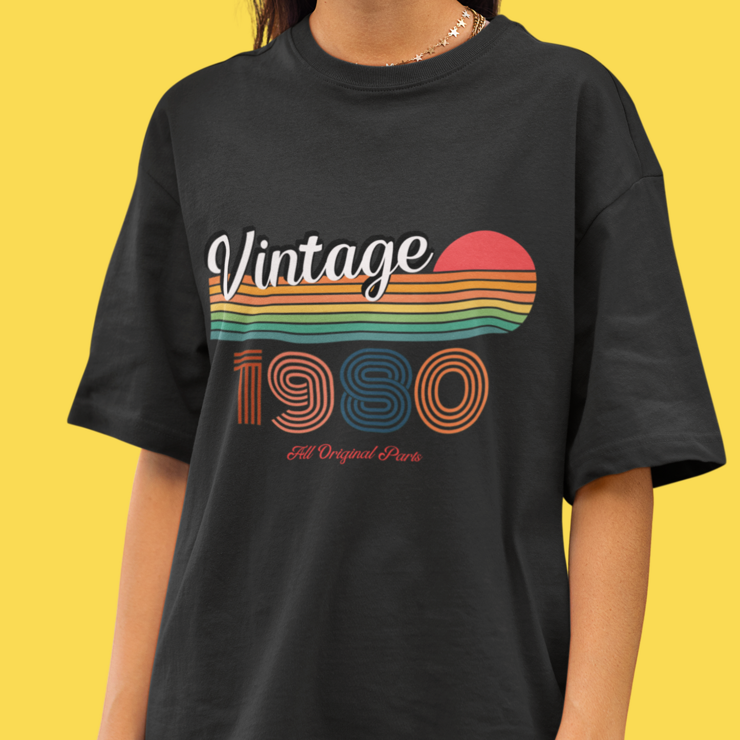 Vintage 1980 Super cool Unisex Oversized Black T-Shirt