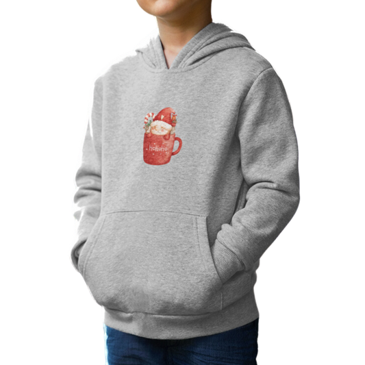 Fun Gnome on a Cup- Grey Unisex Kids Hoodies