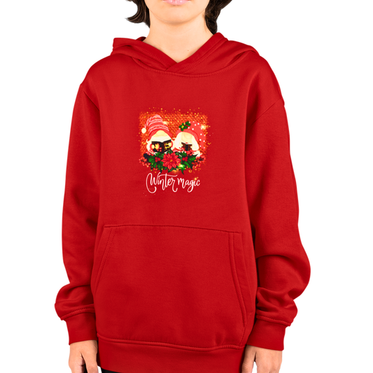 Gnome reading book - Red Unisex Kids Hoodies