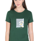 Women's Premium 100% Cotton T-Shirt - Classic Regular Fit | Simple Bottle Green Color | Round Neck | Half Sleeve