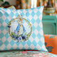 Elly Prints Easter Cushion Cover Set of 2 – 16x16 Inch Easter Bunny Baby Blue Printed Throw Pillow Covers for Sofa, Living Room & Home Décor