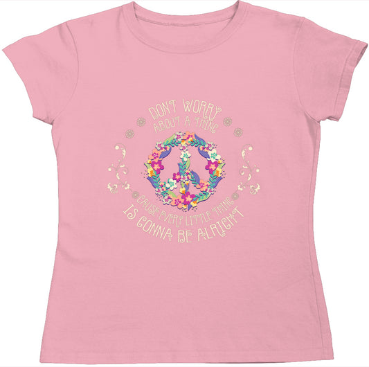 Dont worry about a thing Hippie style womens half sleeve tshirt