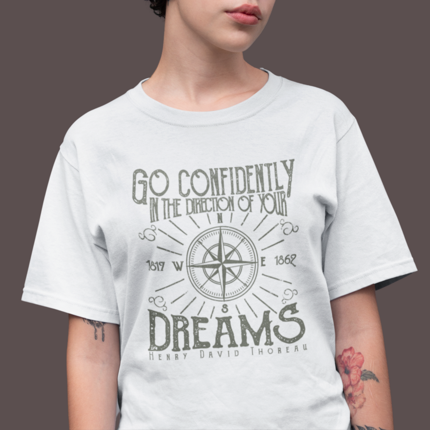Go Confidently Retro Style Unisex Oversized White T-Shirt