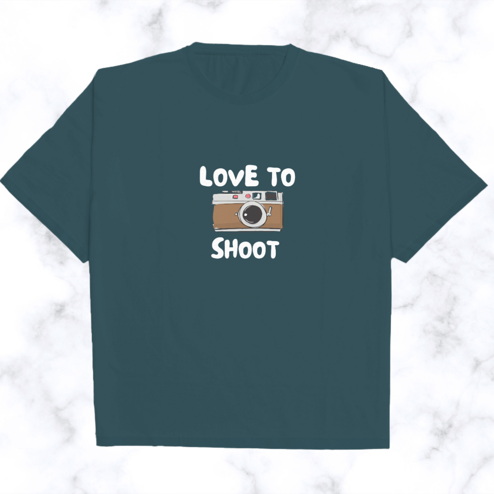Love to Shoot Unisex Petrol Blue Oversized T-Shirt