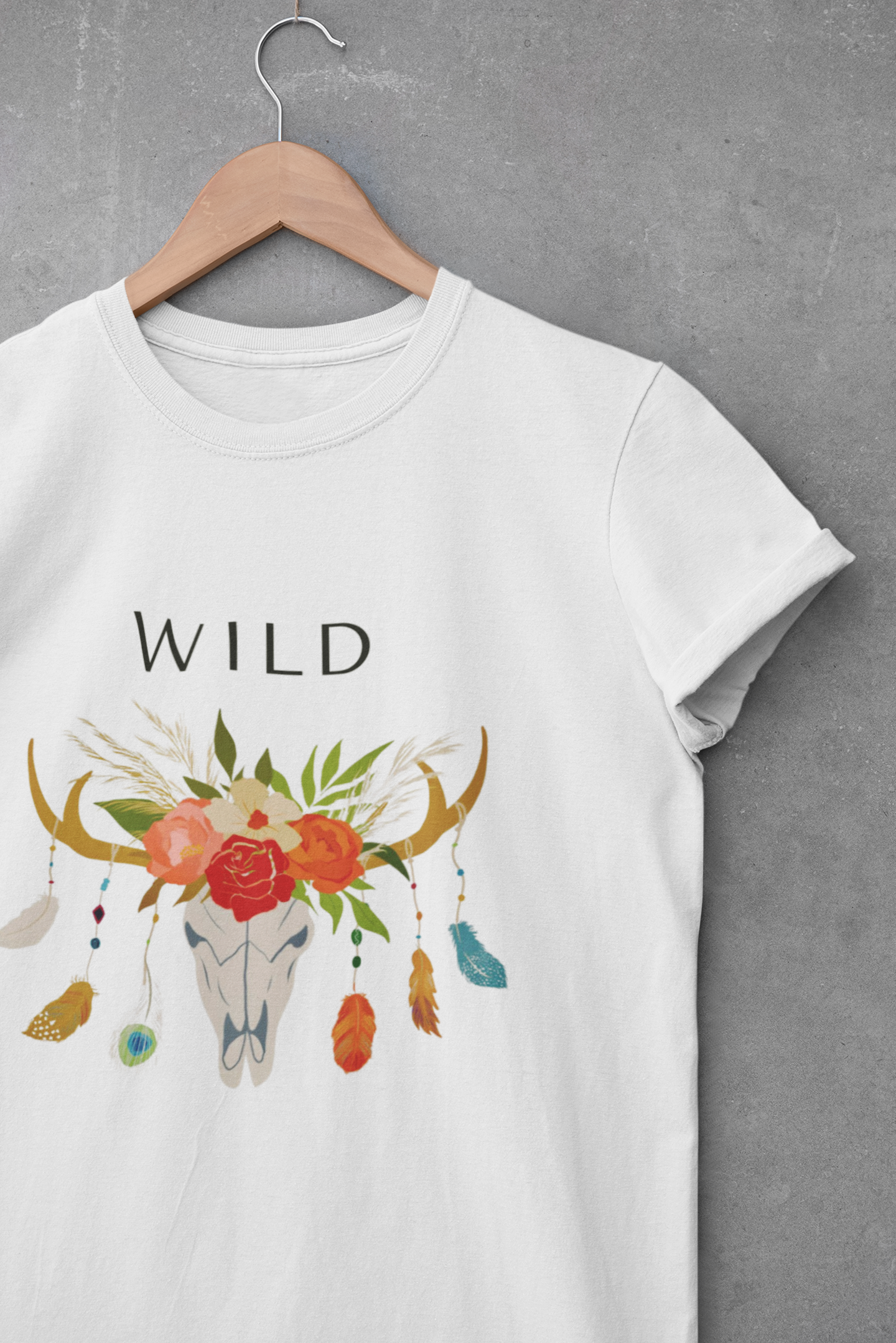 Wild Boho Theme Women Round Neck Short Sleeve T-shirt